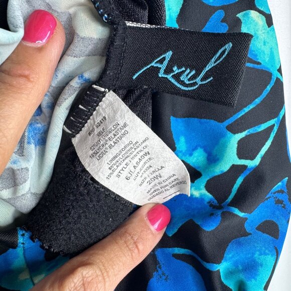 Azul Sz 20W Blue Floral‎ One-Piece Swim Dress With Built-In Bra and Bottoms - Picture 4 of 11